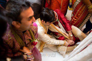 Hindu Wedding ceremony, shoes being stolen