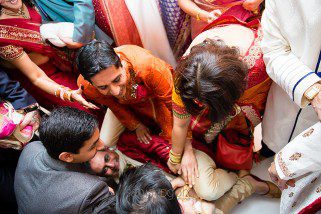Hindu Wedding ceremony, shoes being stolen