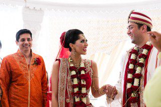 Hindu Wedding couple laughing
