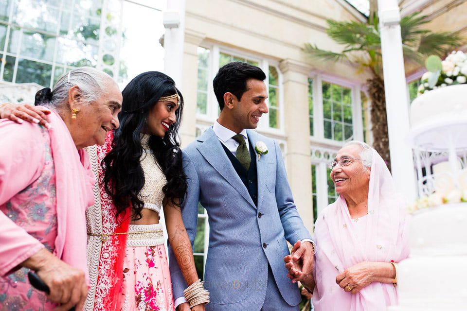 Bride and groom with Grand parents