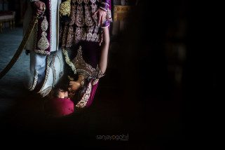 Sikh wedding couple portrait inside Syon Conservatory