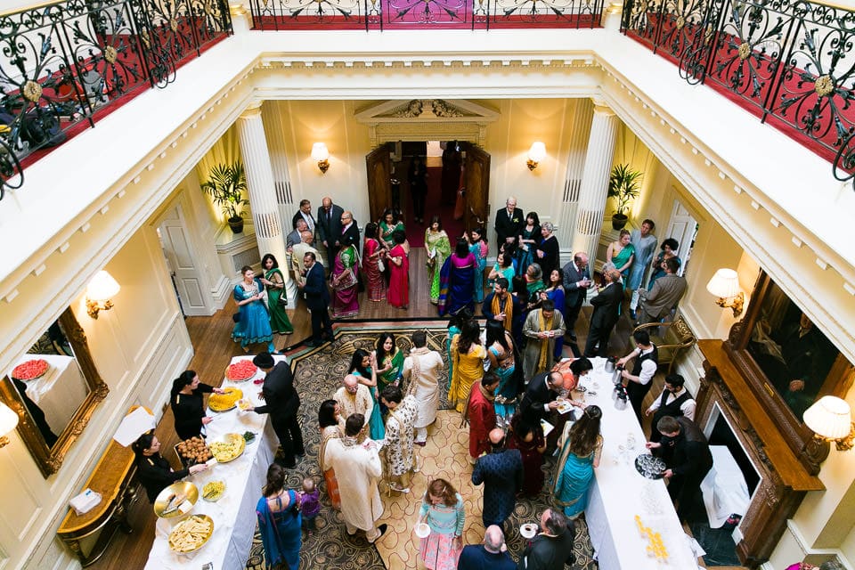 Guests having breakfast before Hindu wedding begins