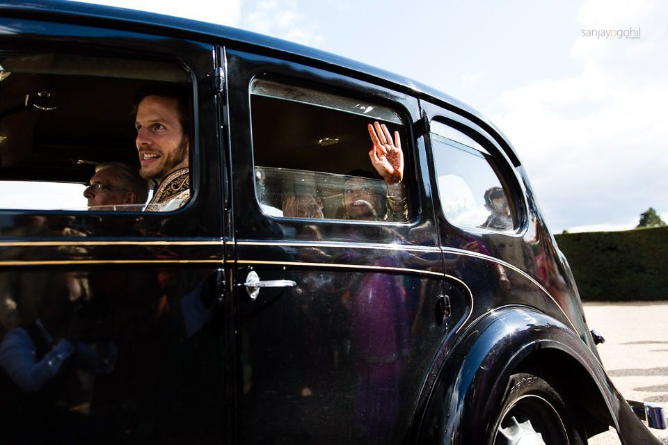 Bride and groom leaving