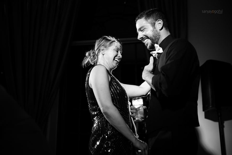 Wedding guests dancing during reception party at Hedsor House