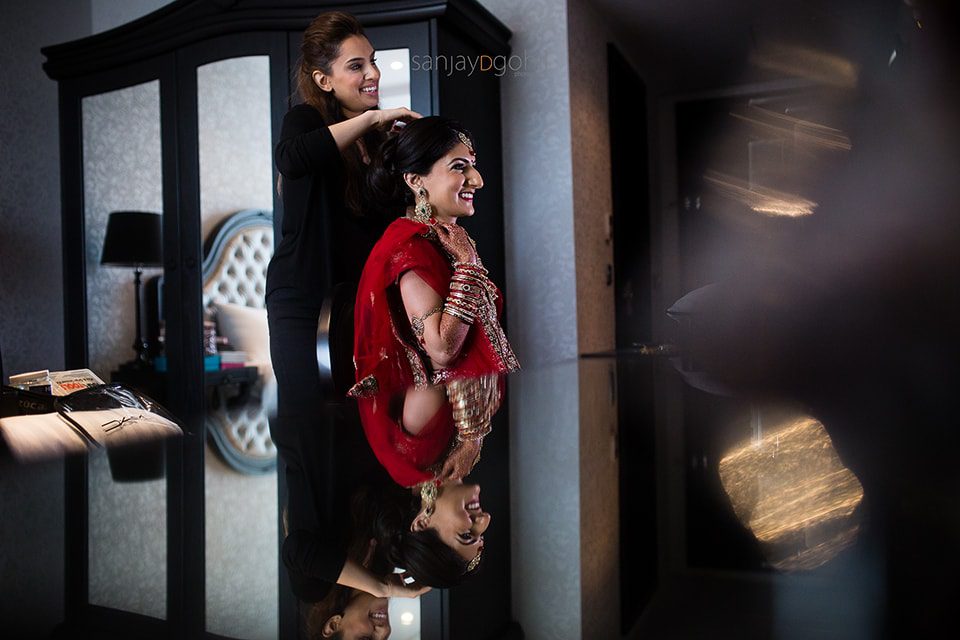 Wedding bride getting ready at Hilton Syon Park