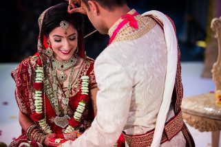 Sindoor ceremony during Hindu wedding