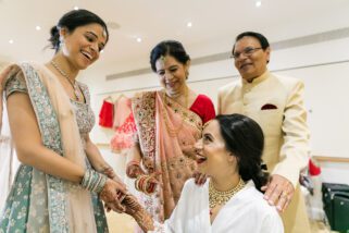 Asian bride getting ready