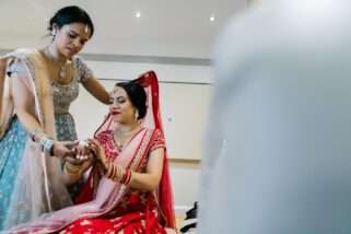 Asian bride getting ready