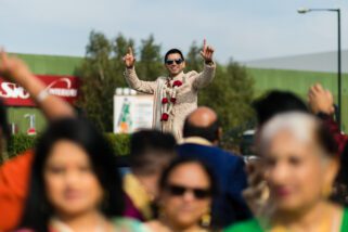 Groom's arrival for Asian wedding