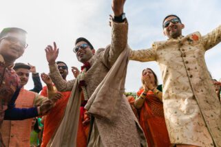 Groom's arrival for Asian wedding