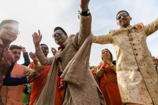 Groom's arrival for Asian wedding