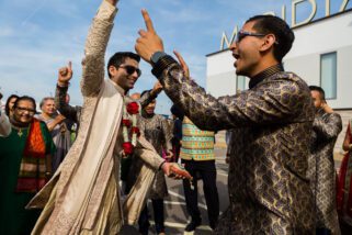 Groom's arrival for Asian wedding