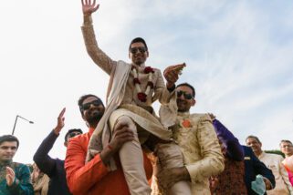 Groom's arrival for Asian wedding