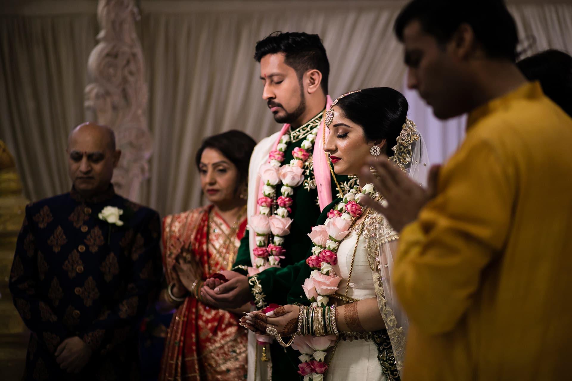 Prayers during Hindu wedding ceremony