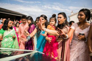 Bride's sisters stopping car