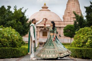 Asian wedding portraits at Oshwal centre, Potters Bar