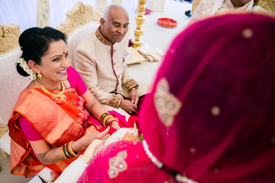 Mum of bride laughing