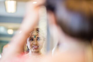 Asian bride getting ready
