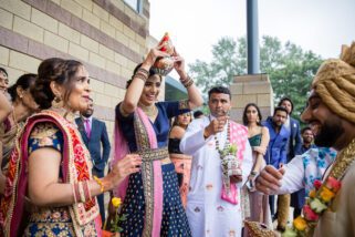 Indian wedding welcoming ceremony