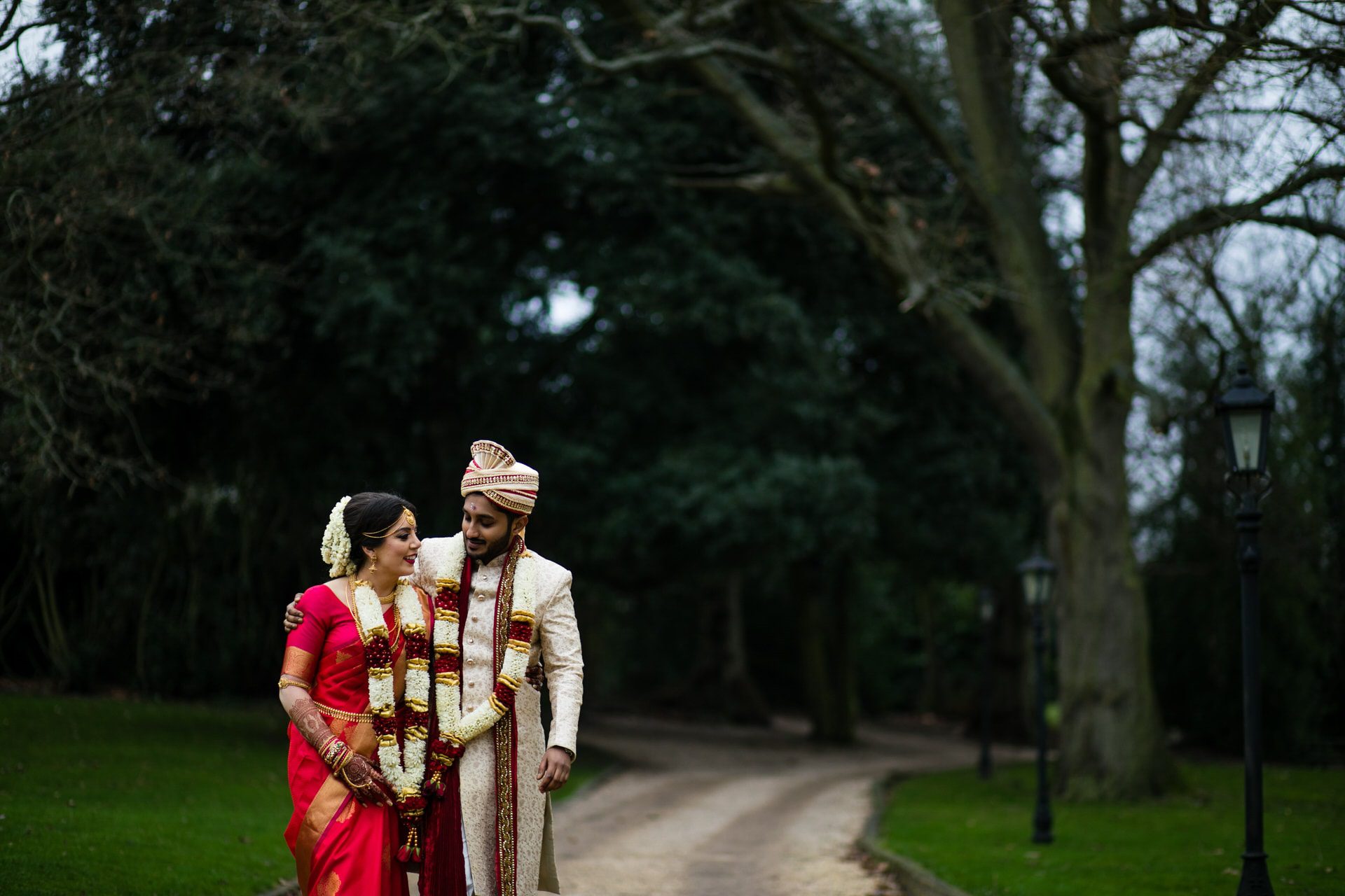 Asian wedding bride and groom portrait at Sopwell House