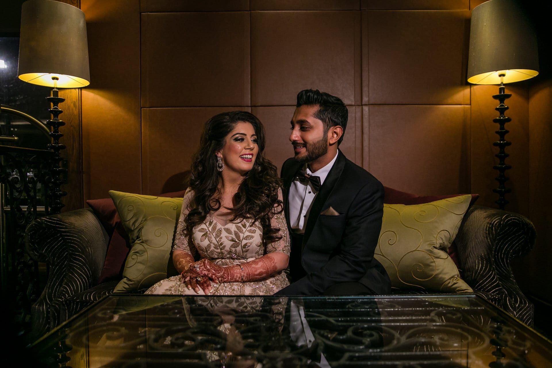 Asian wedding bride and groom portrait at Sopwell House