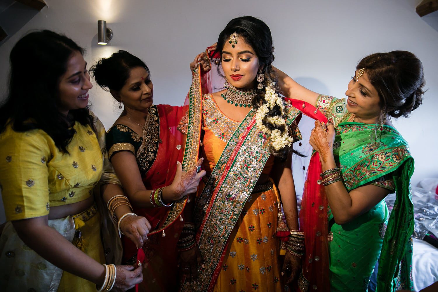 Asian bride getting ready for Hindu Wedding