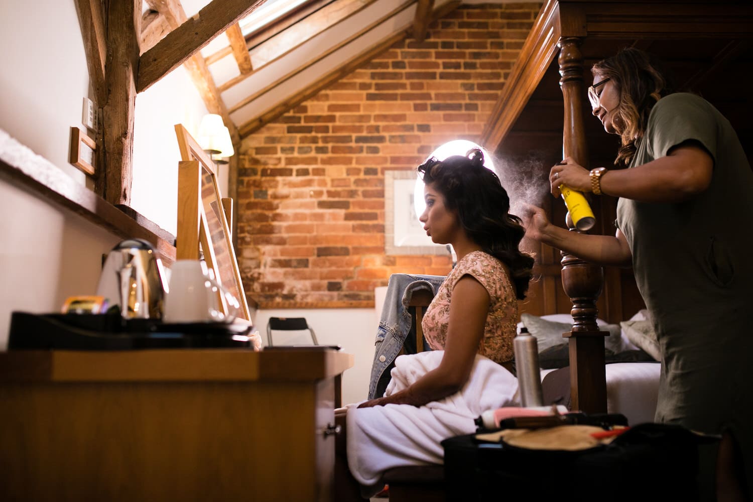 Indian bride getting ready