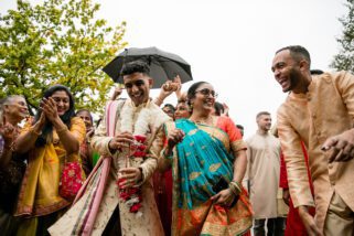 Asian wedding grooms' arrival