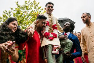 Asian wedding grooms' arrival