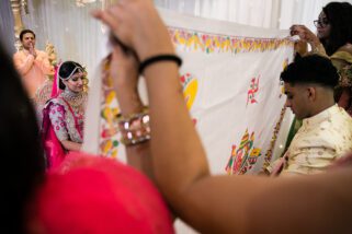 Bride and groom first look