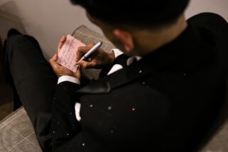 Groom writing speech